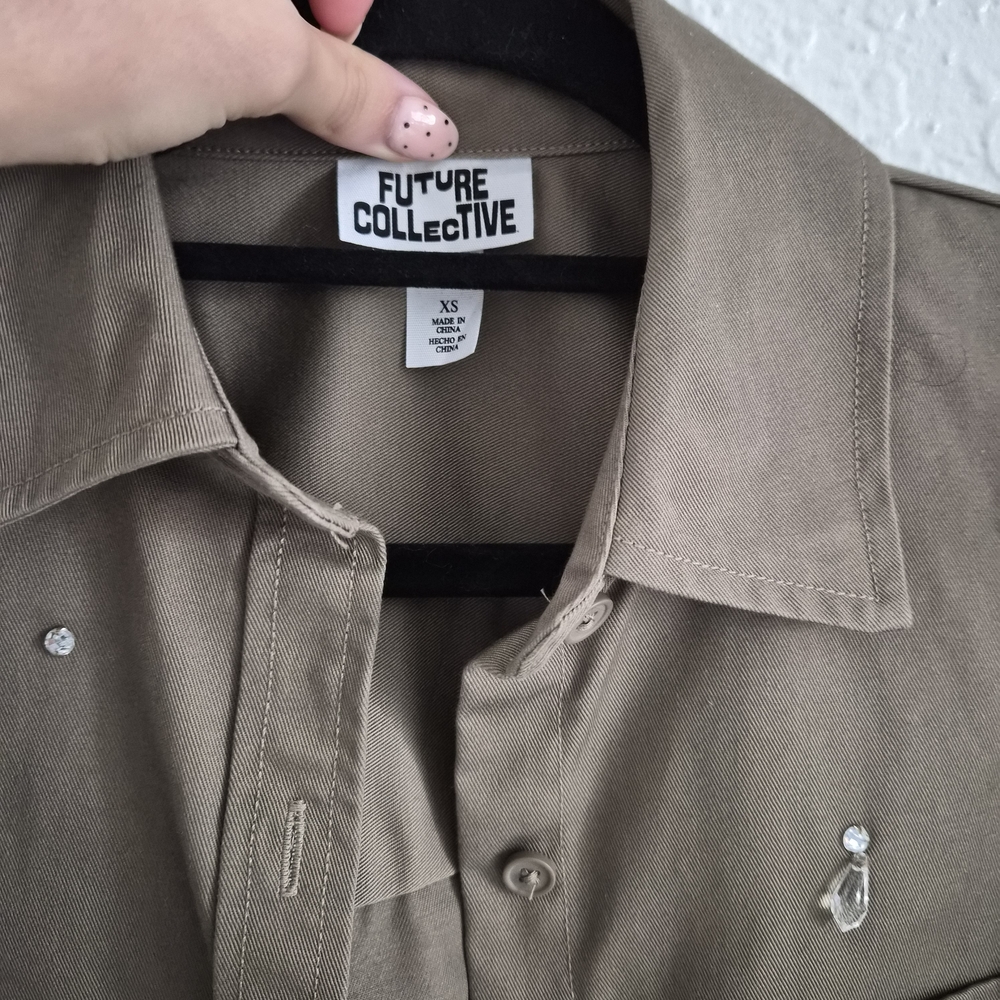 Olive Embellished Jacket - Picture 3 of 4